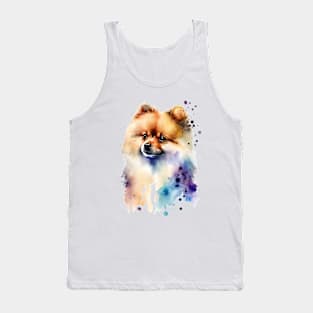 Rainbow Pomeranian Watercolor Art Tank Top